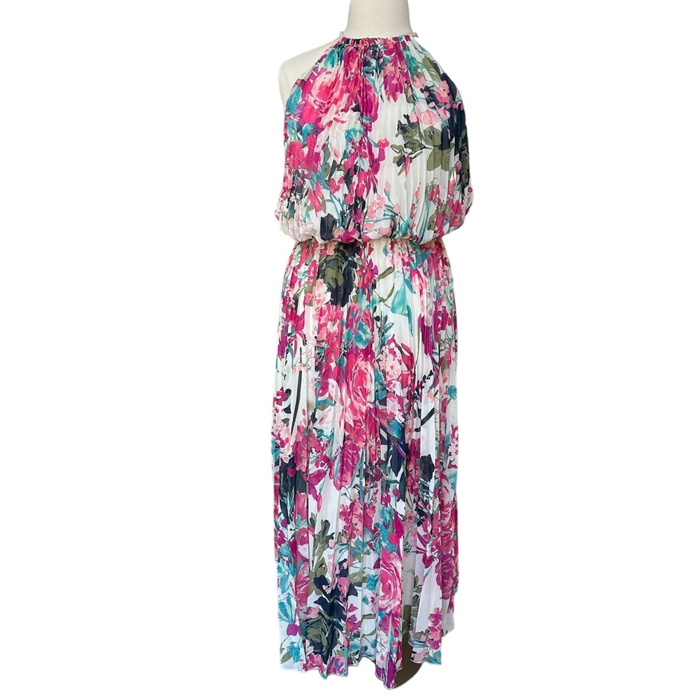 MSK Women's Floral Print Pleated Sleeveless Maxi Dress Size: 16W